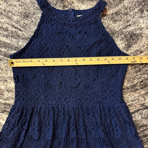 Altar’d State Navy Blue Dress, Crochet, Mesh Back Detail, Size Medium - Picture 5 of 7